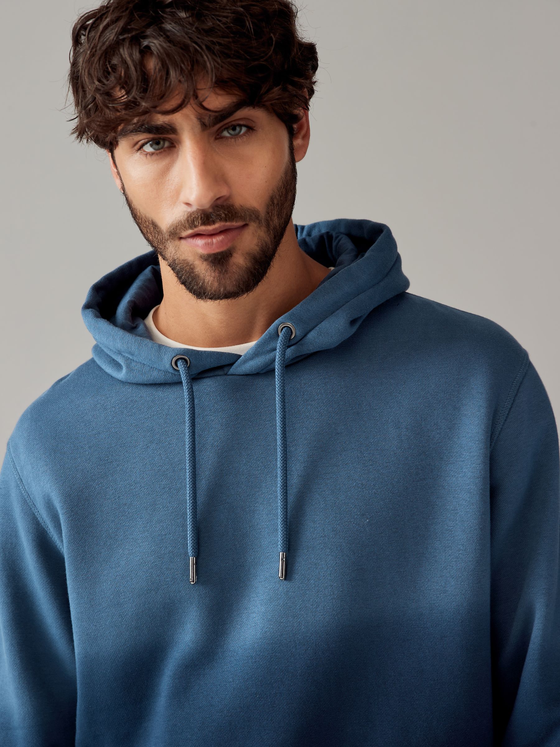 Donkerblauw - Dip Dye Katoenrijke Jersey Hoodie