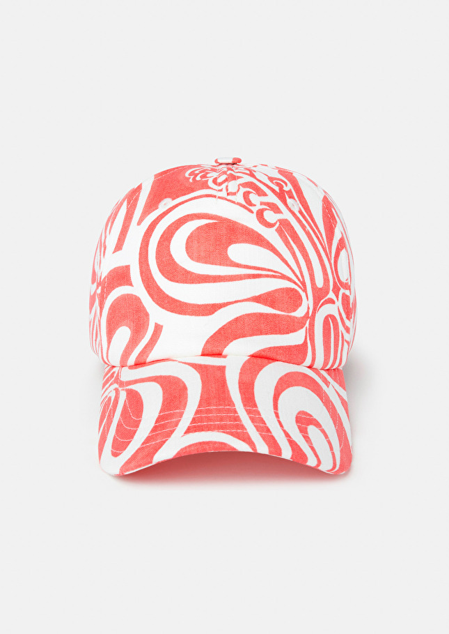 Casquette Caroleécrue à motif graphique corail