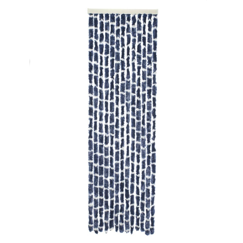 Rideau de porte chenille stripe 185x56 cm bleu et blanc