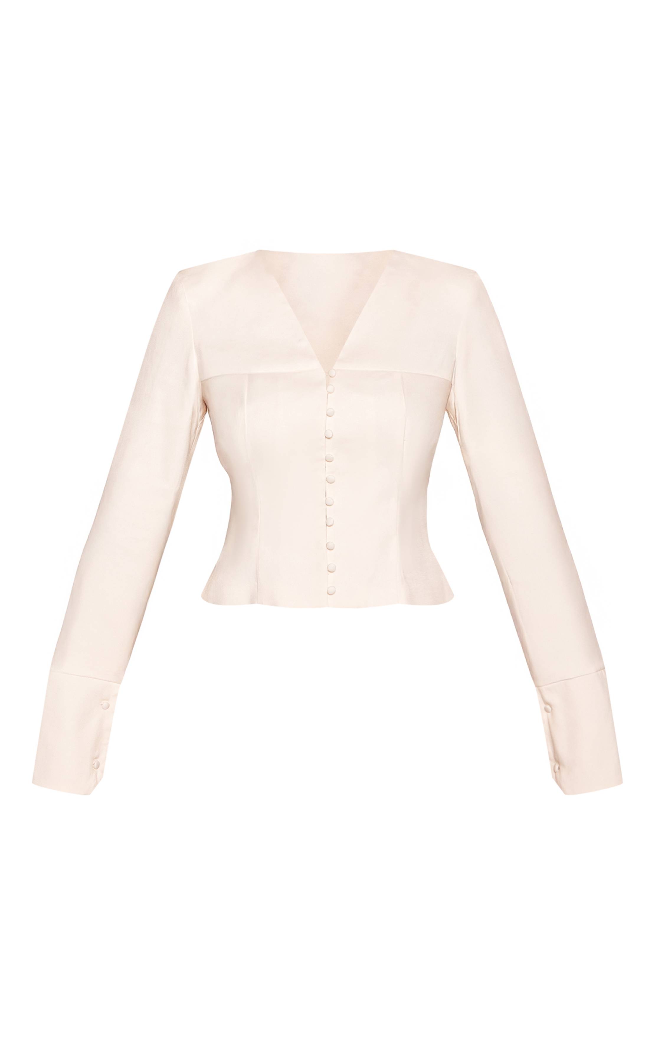 Crème Ensemble Blazer Coordonné À Épaulettes Ajustées Et Détail Boutonné