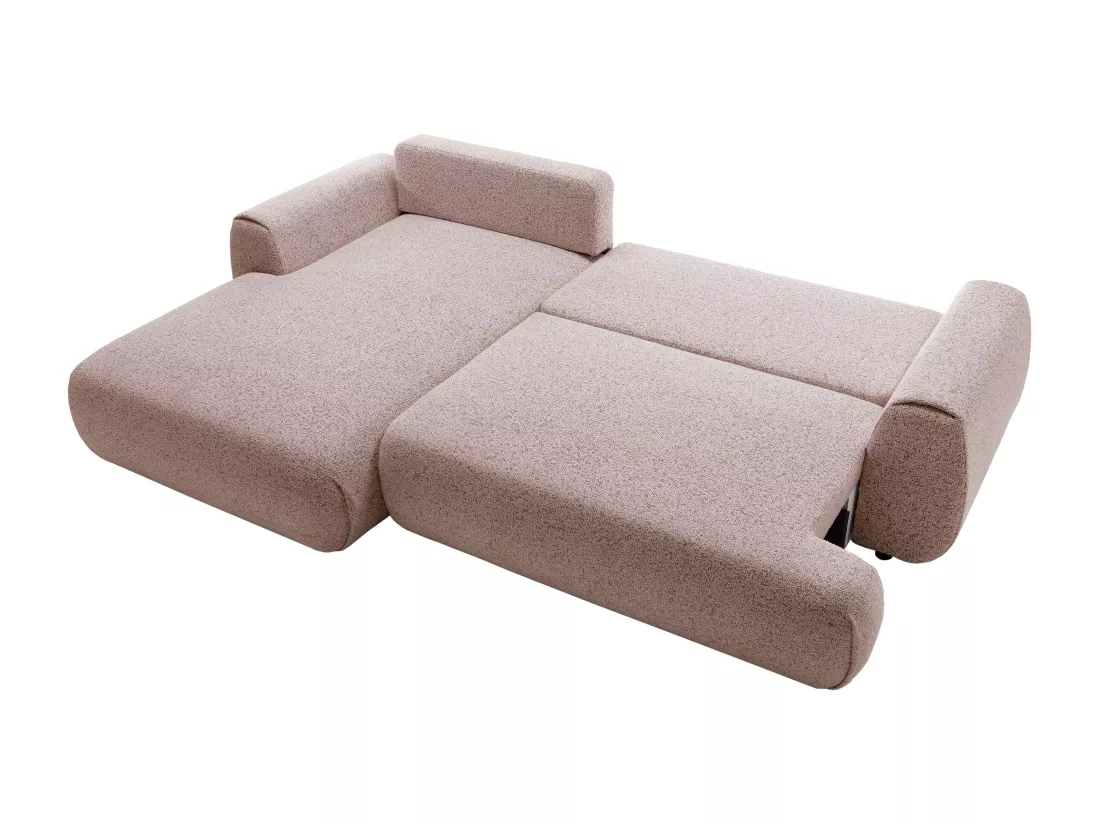 Canapé d'angle gauche convertible en tissu texturé rose MONELIA