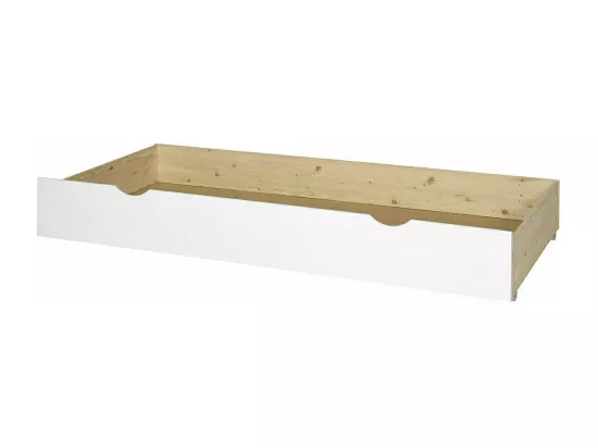 Pack lit gigogne avec tiroir et matelas 90x200 cm bois massif blanc NOHA