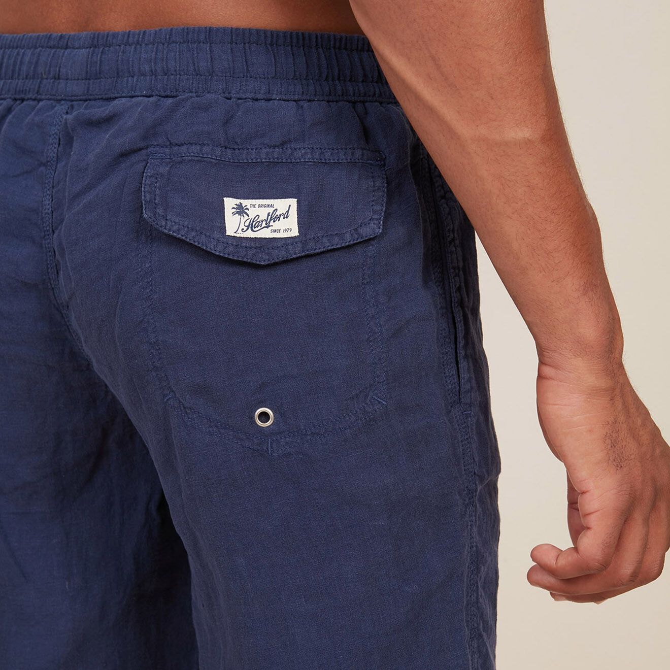 Hartford Short de Bain 100% Lin deep bleu