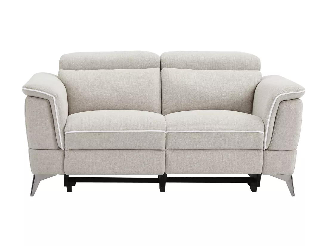 Canapé 2 places relax électrique en tissu beige MACARI
