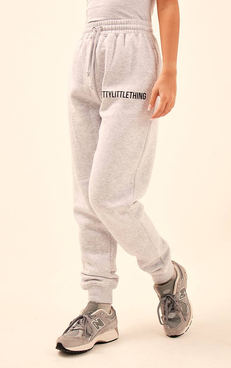 Gris Cendré Prettylittlething Joggers Taille Haute Avec Revers