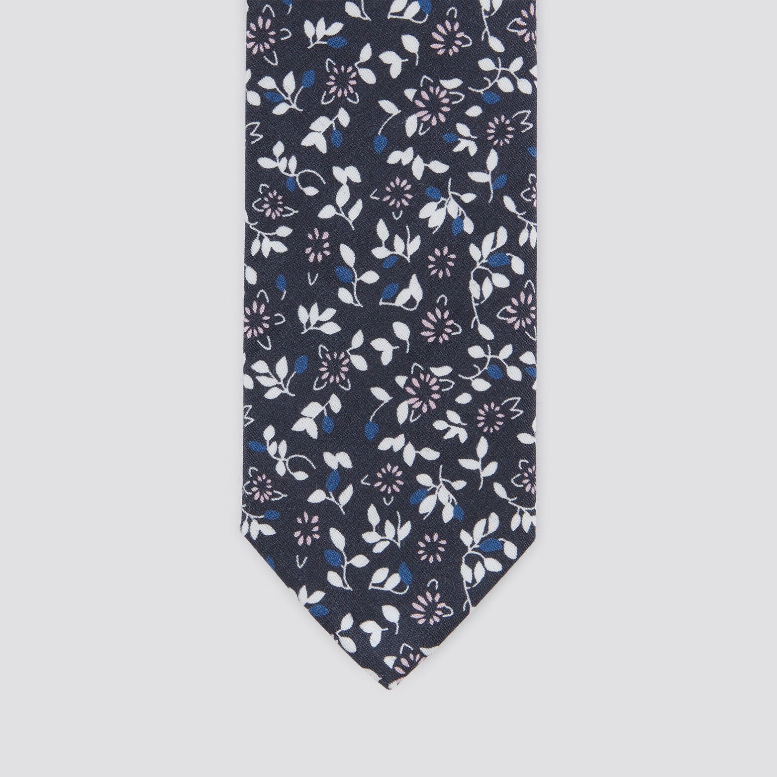 Cravate fleurie Bleu foncé