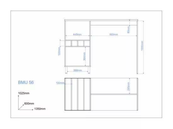 Comptoir de Cuisine - Table 6 Niches Blanc 135 cm L 135 H 102.5 P 60 cm