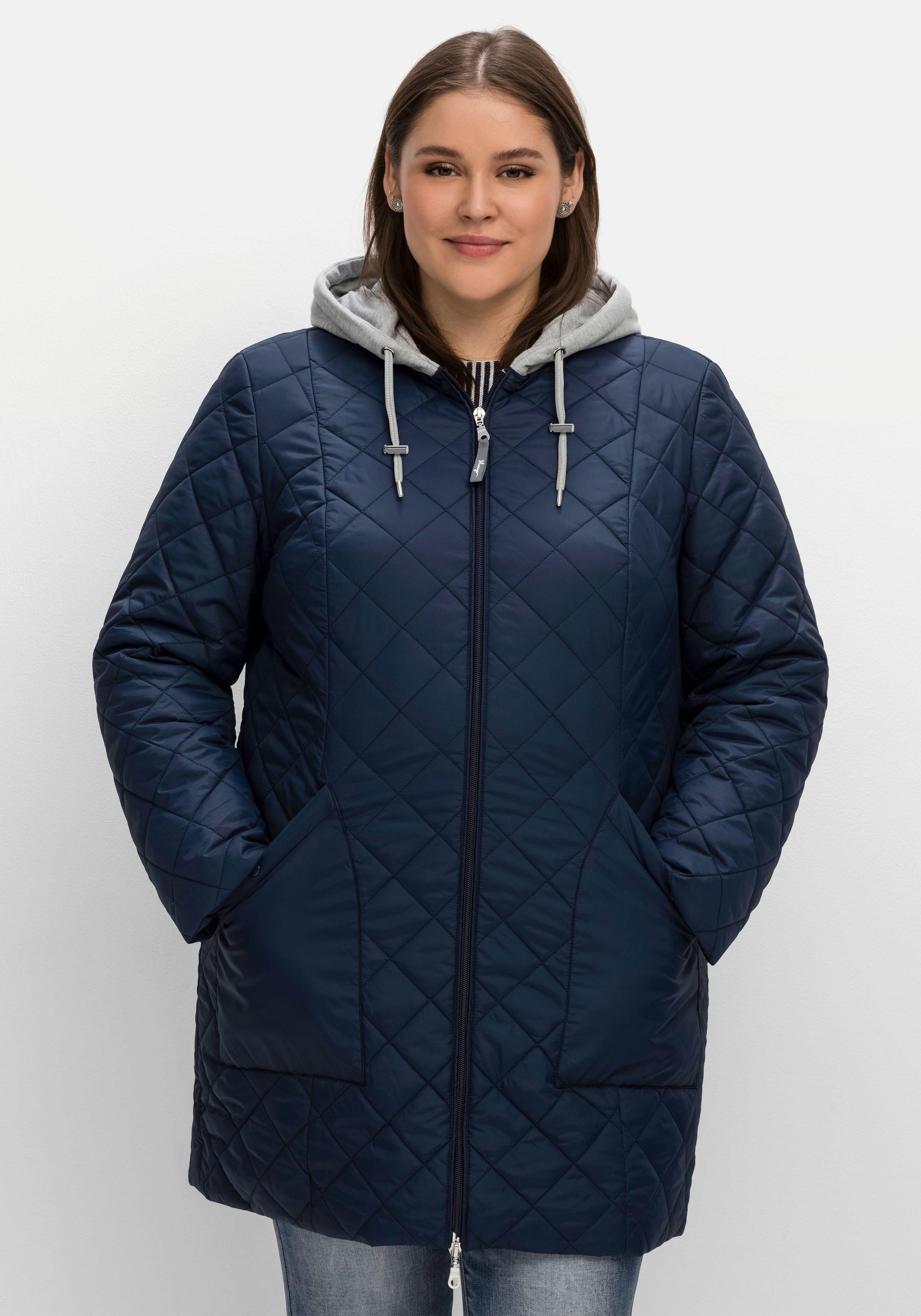 Steppjacke mit Jerseykapuze und 2-Wege-Zipper