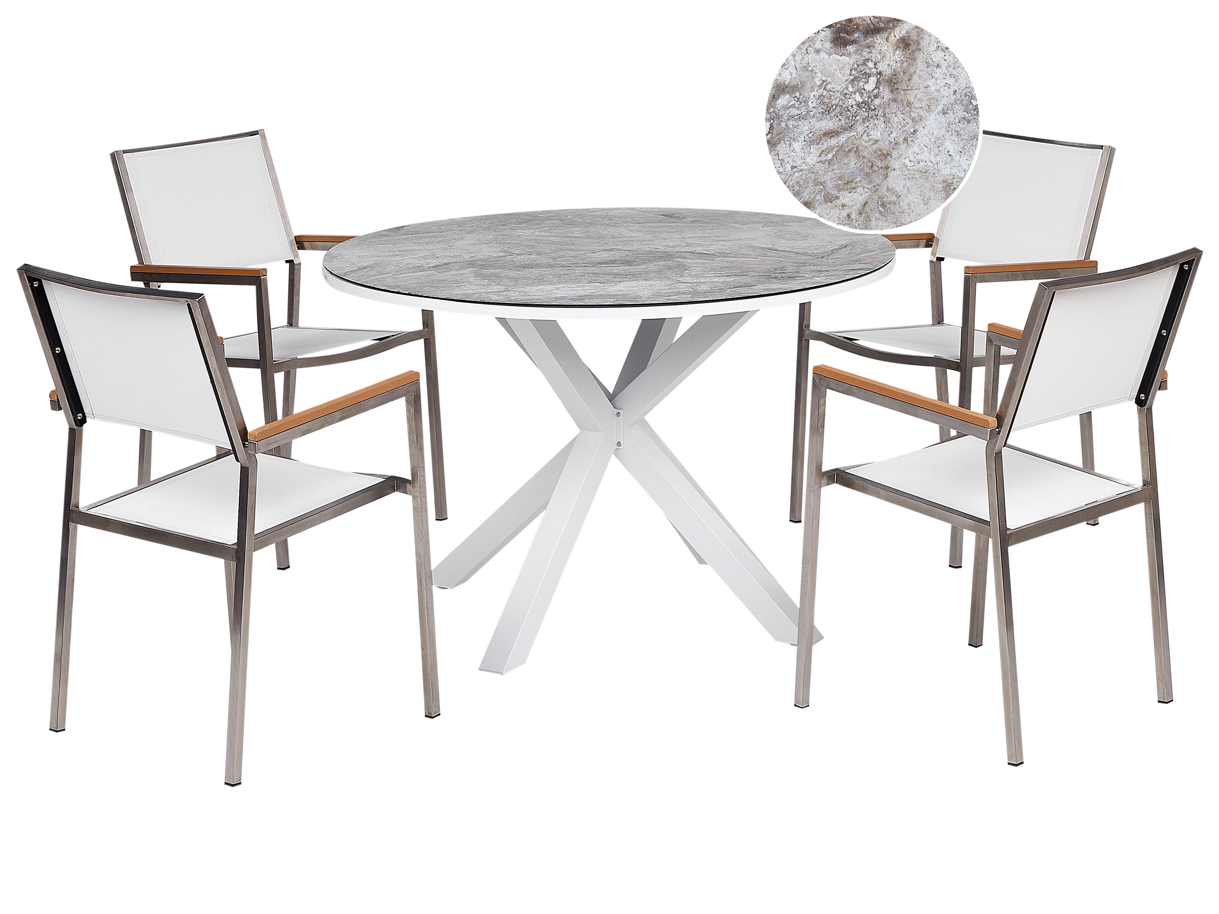 Tuinset 4-zits MALETTO/GROSSETO Metaal Marmereffect Grijs/wit