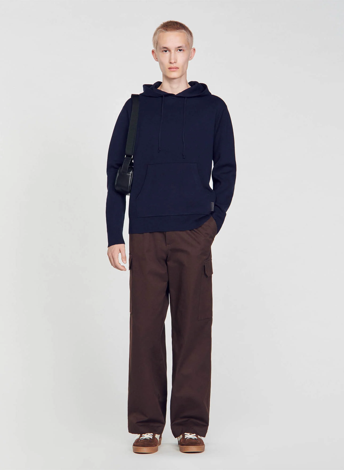 Sweat à capuche droit en maille | Bleu