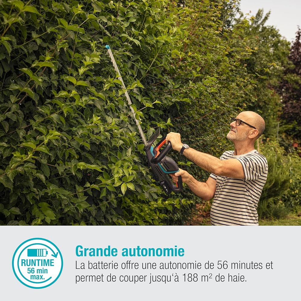 Set taille-haies sans fil ComfortCut 60 18 V P4A Gardena, i : taille-haies ac poignée ergon.; butée d’arrêt, faible poids pr meilleure manipulation, ac batterie 18 V P4A (14731-20) : Jardin