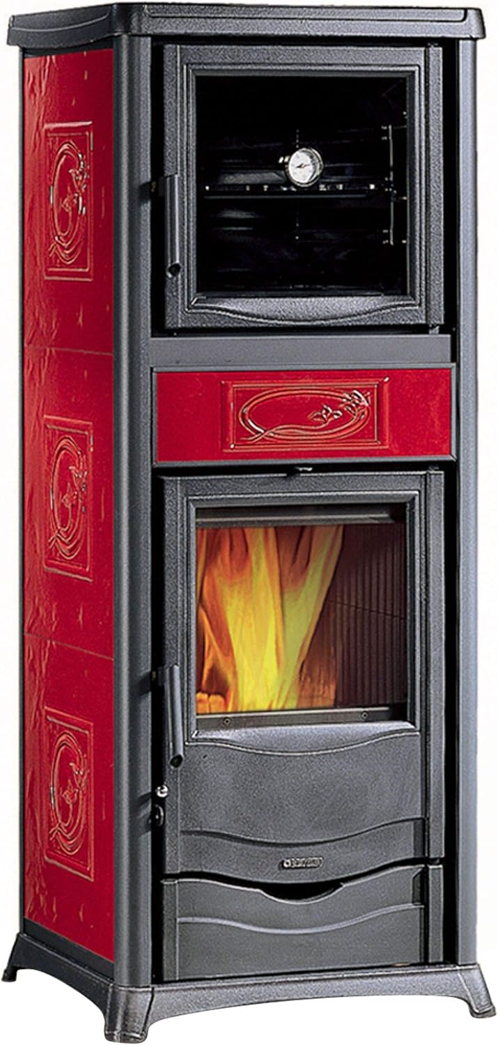 La Nordica Rossella Plus Forno Evo Kaminofen Bordeaux mit Backfach 9,1 kW 260 m³ Holz