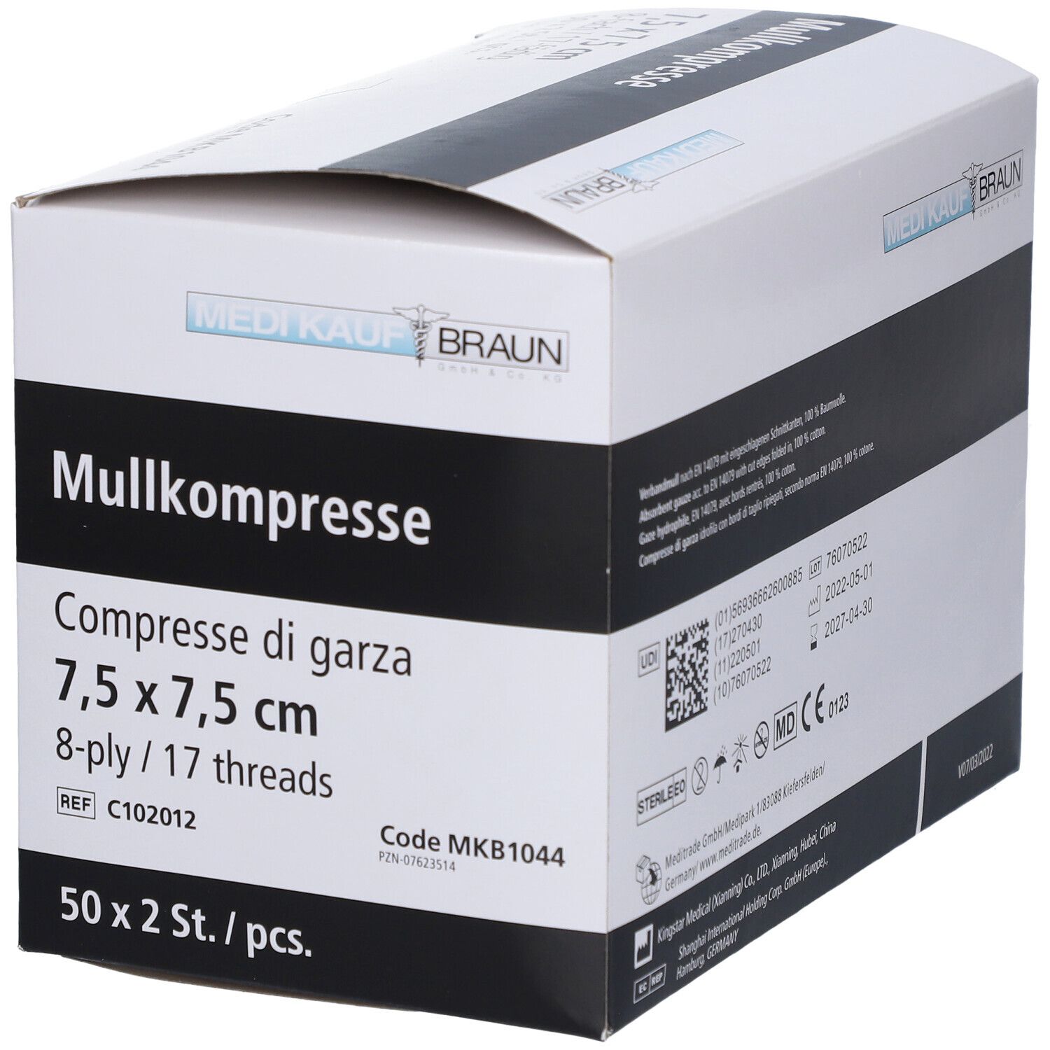 Mullkompressen 7,5 x 7,5 cm steril
