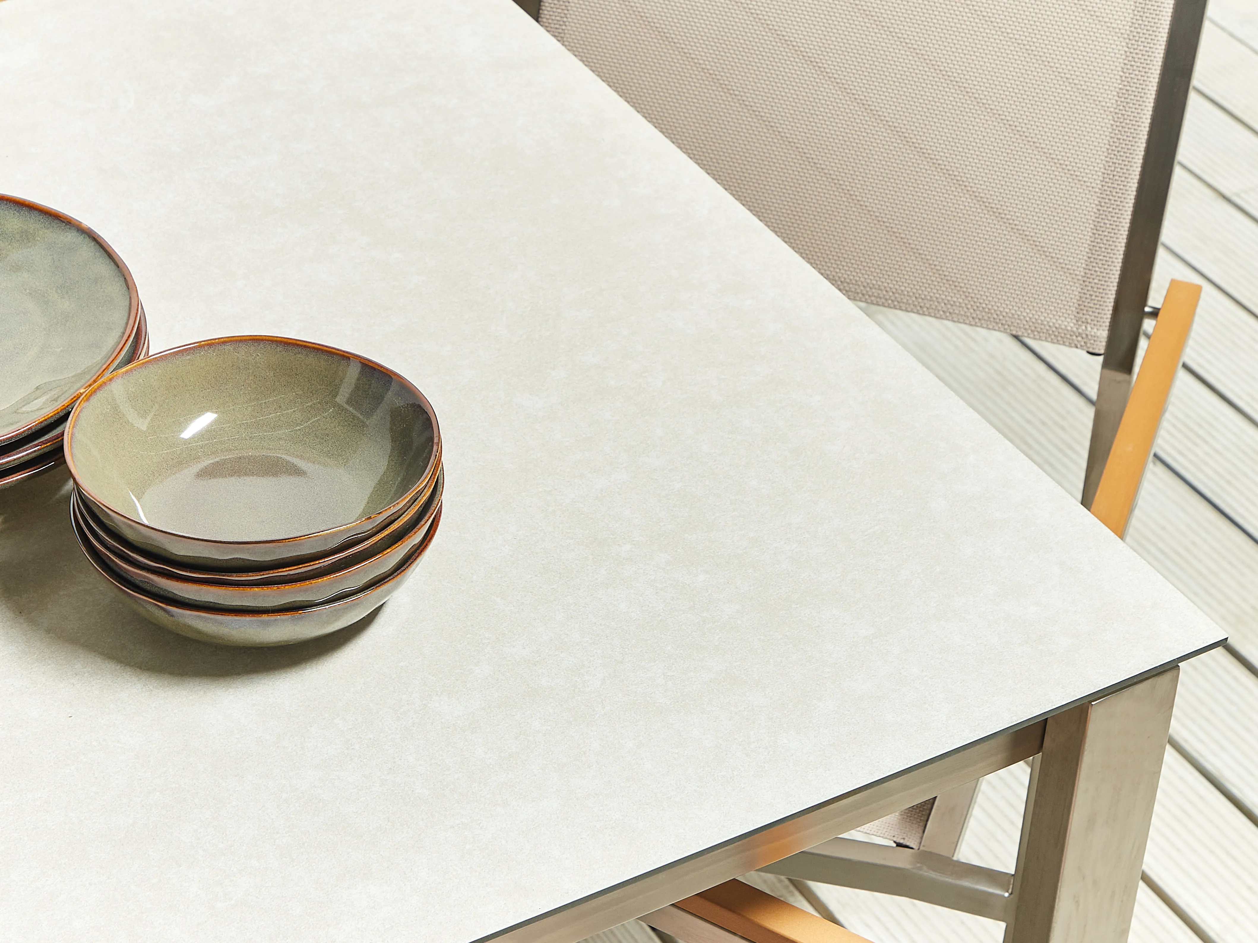 Tuinset 4-zits COSOLETO/GROSSETO Veiligheidsglas Marmereffect Wit/beige