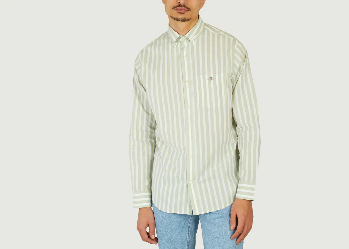 Chemise droite rayée en popeline de coton Gant