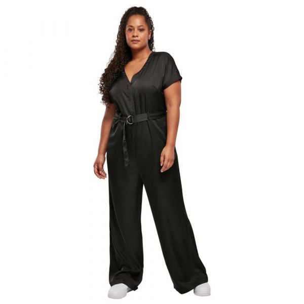 Urban Classics Satin Wide Jumpsuit Preto M Mulher