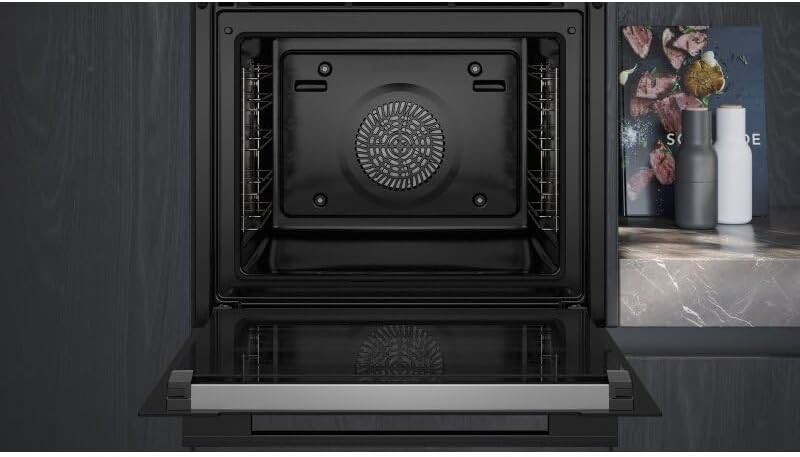 Siemens HR776G1B1, iQ700 Smarter Einbau-Backofen mit Dampffunktion, 60 x 60 cm, Made in Germany, Schwarz, activeClean Pyrolyse & humidClean Hydrolyse, Air Fry, Automatikprogramme, Farbiger Touchscreen