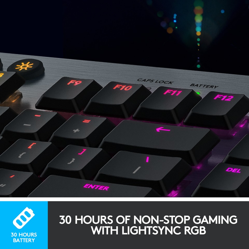 LOGITECH G915 LIGHTSPEED Wireless RGB Mechanical Gaming Keyboard – GL Clicky - CARBON - PAN - NORDIC