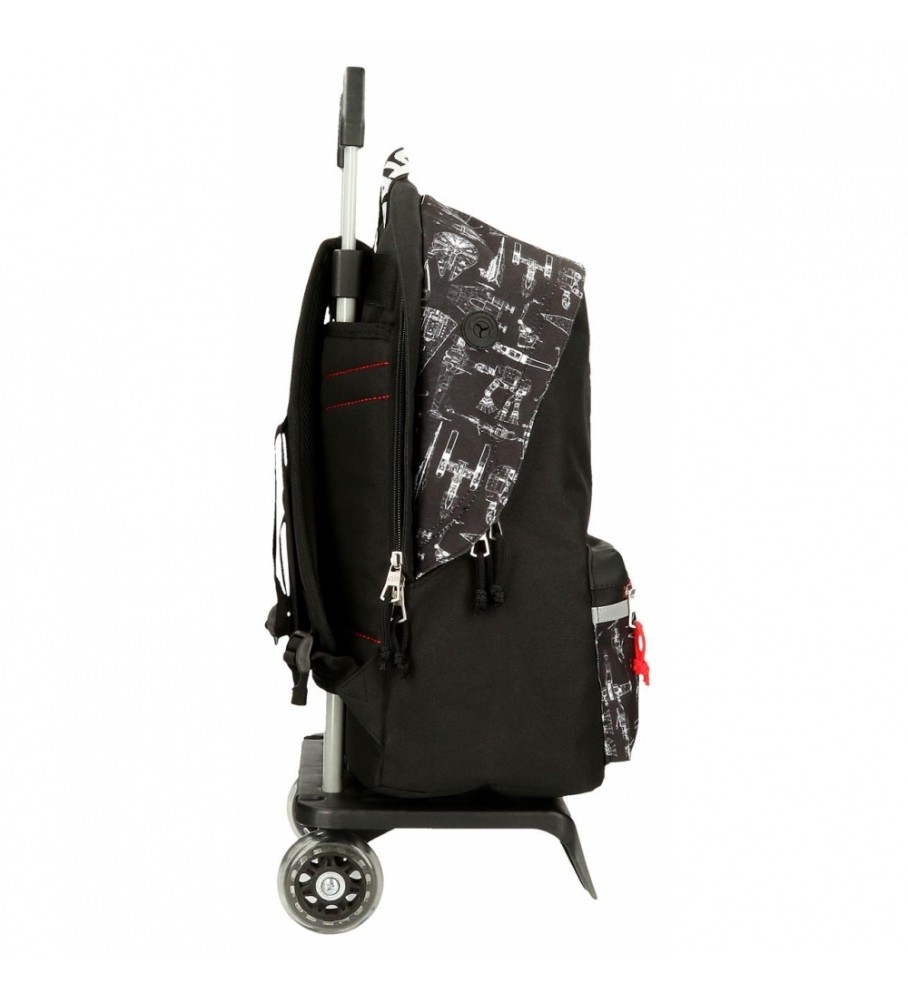 Mochila escolar Joumma Bags Star Wars Space Mission de 44 cm com compartimento para laptop e rodinhas, preta.