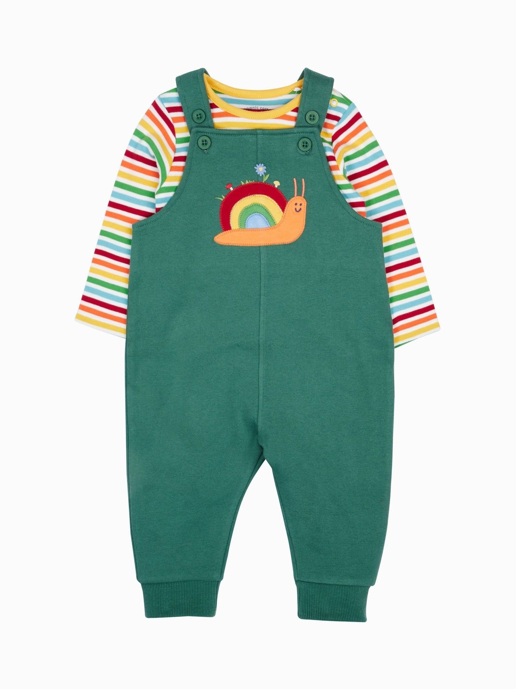 Groen - Frugi Coverack Dungarees Outfit