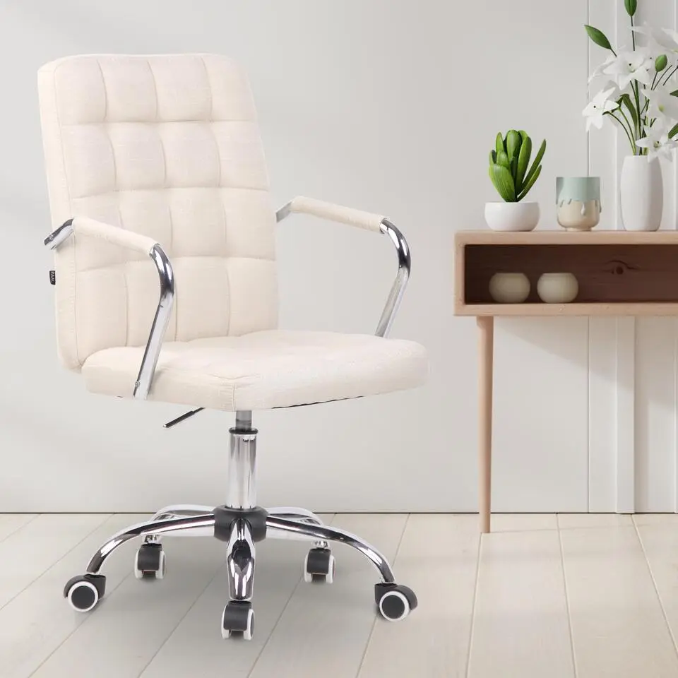 CLP Bureaustoel Terni chroom Frame - Stof - creme