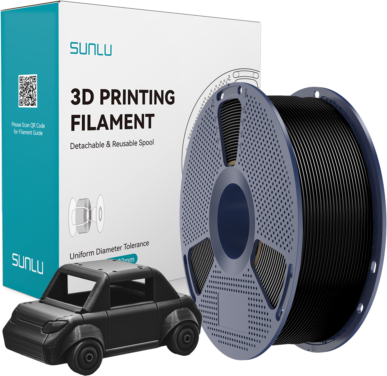 SUNLU  PETG Black, 1,75 mm / 1000 g    Zähes, leicht zu druckendes PETG Filament