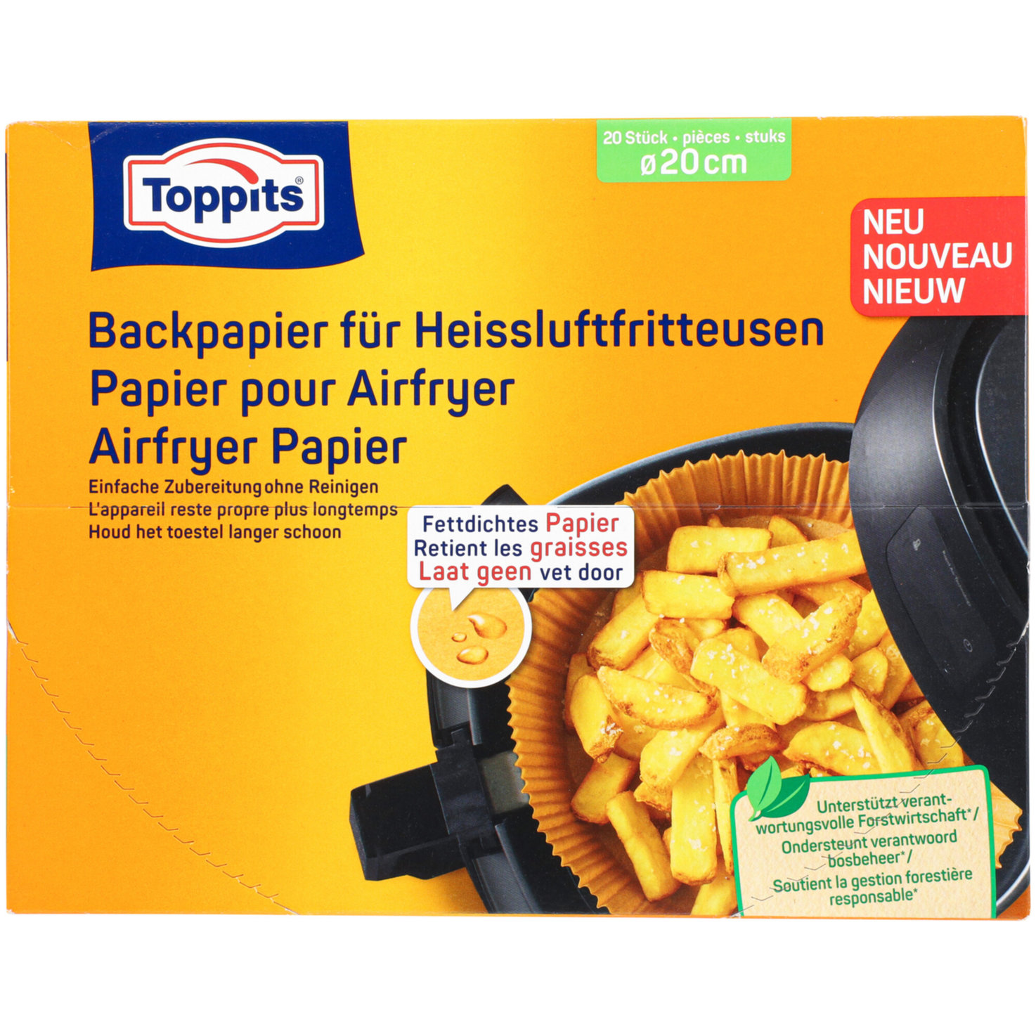 Toppits Backpapier Heissluftfritteuse 20 Stück