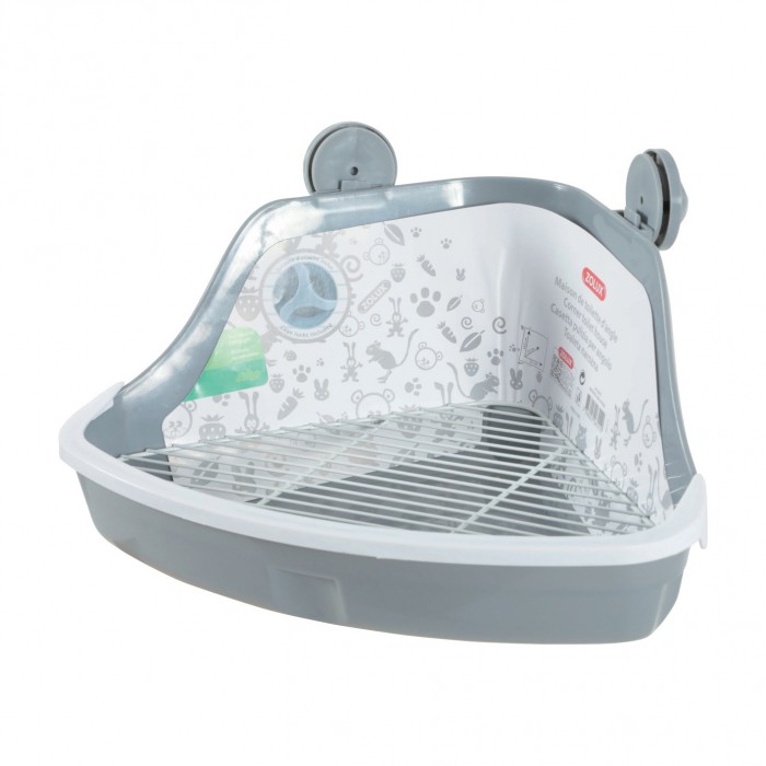Bac à litière d'angle avec grille Neo