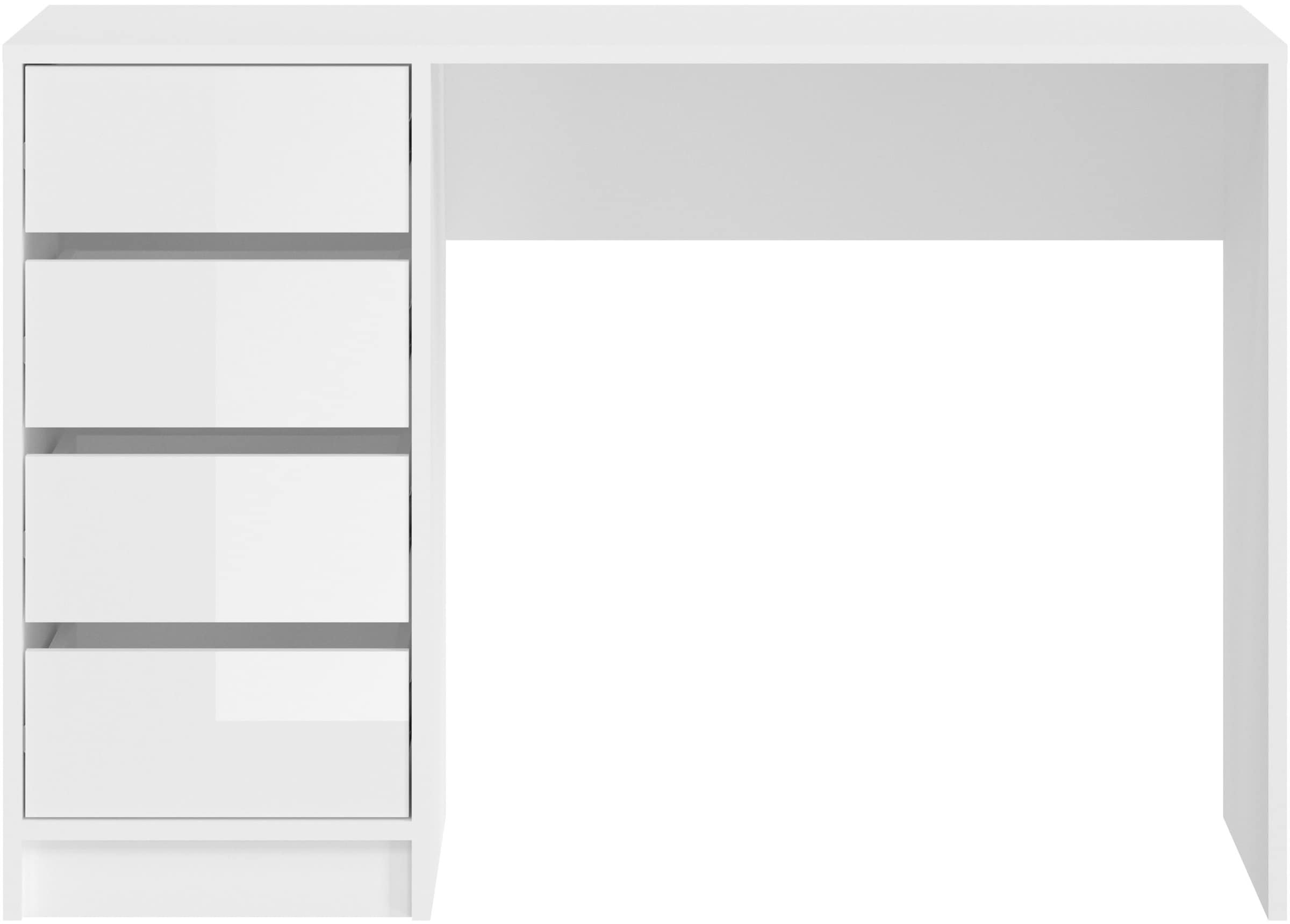 INOSIGN Schreibtisch »Pisa, Breite 110 cm, 4 Schubkästen, hochglanz Schubkastenfront« grifflose Optik, individuell einsetzbar, Schminktisch, Homeoffice