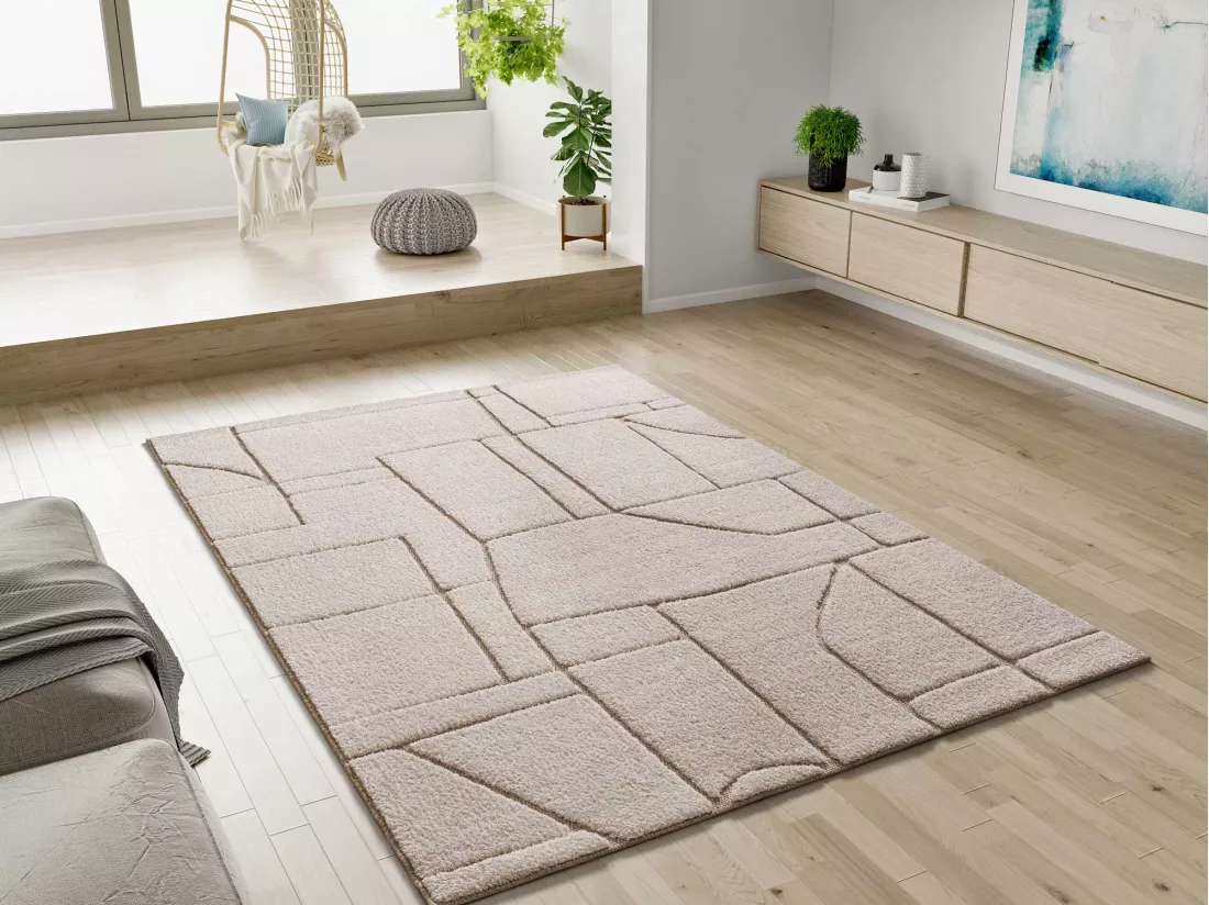 Tapis intérieur - scandinave avec relief - blanc - 160 x 230 cm - DIENA