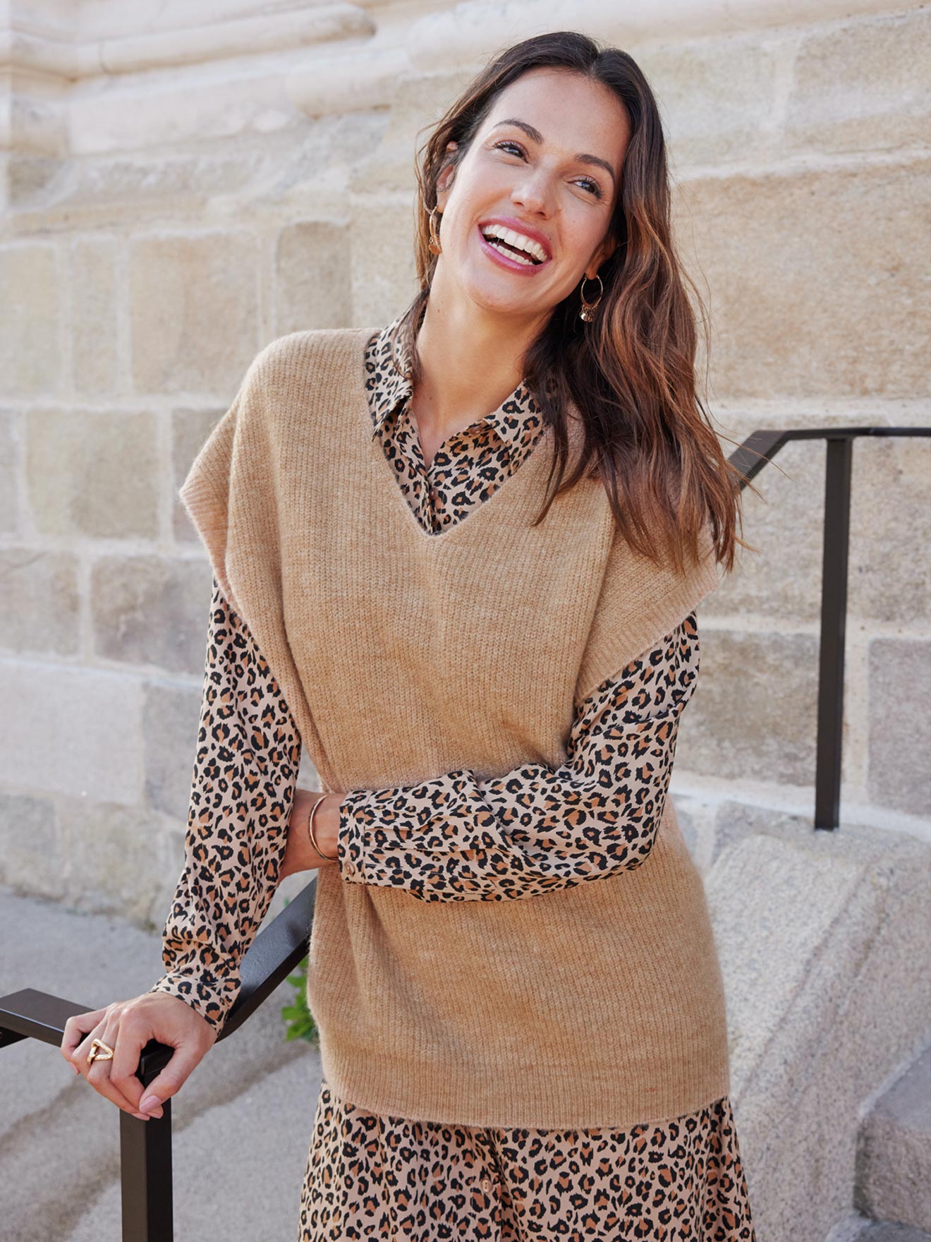 Pull sans manches avec laine et mohair