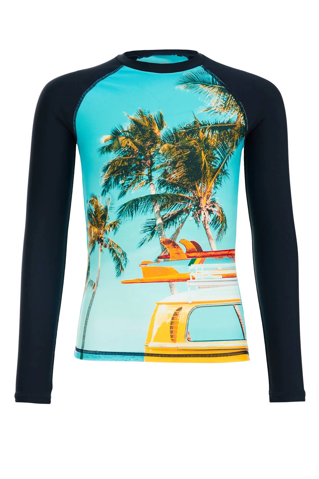 Heel mooi, gave print en kleuren, valt wel wat kleinUV T-shirt turquoise/zwart