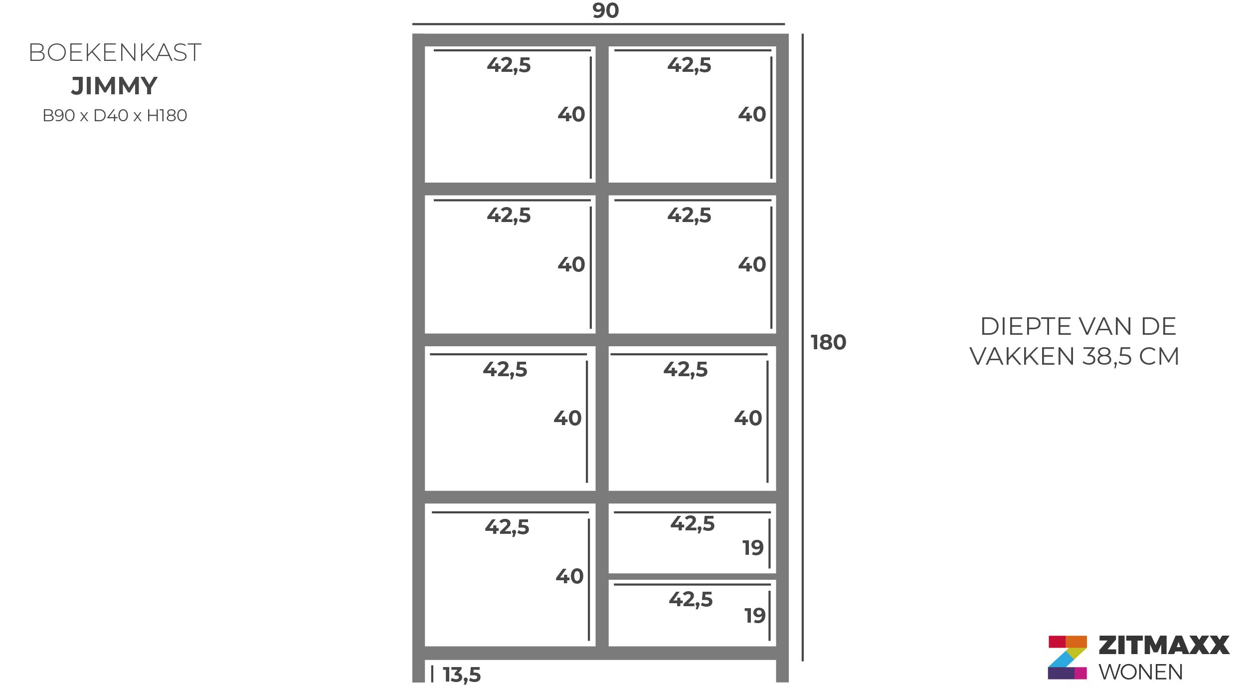 Kabinet 95868 Jimmy B90 x D40 x H180 cm