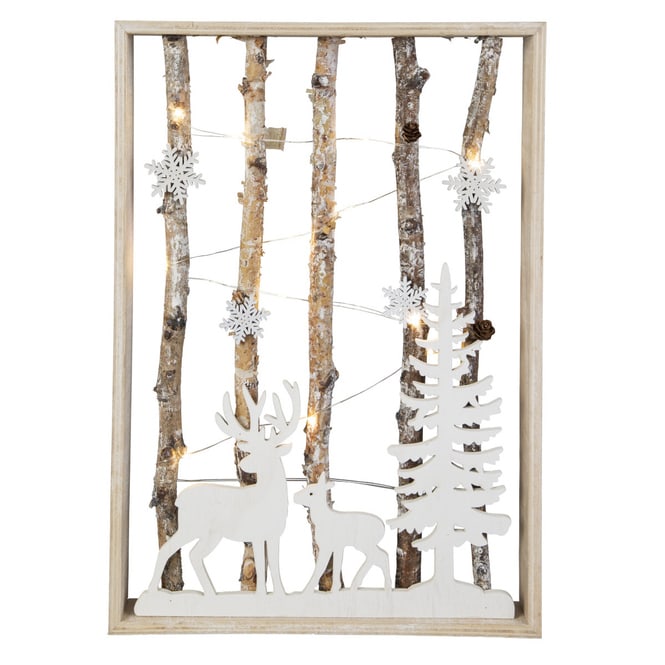 LED-Standdeko - Rentiere - aus Holz - ca. 28 x 4 x 40 cm