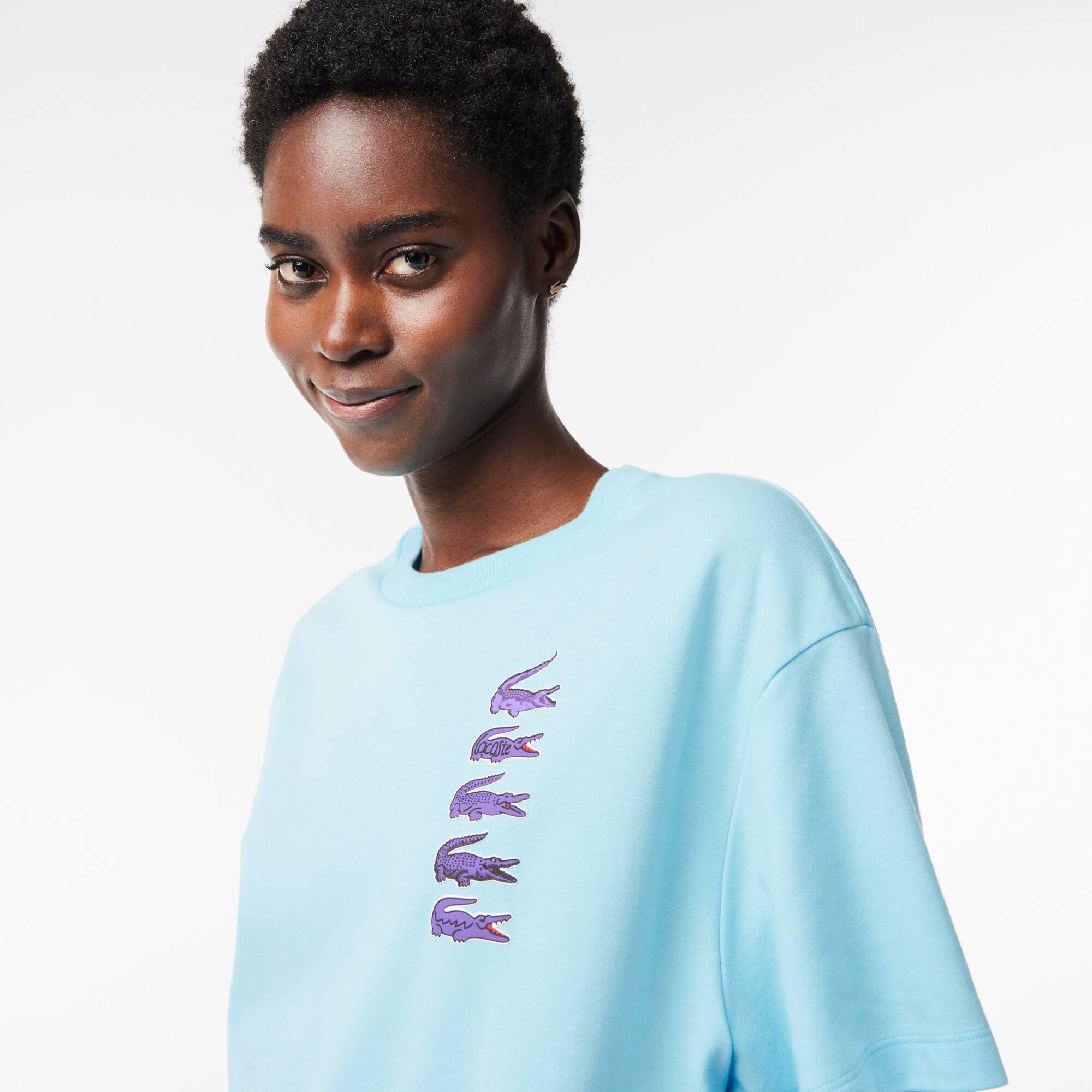 T-shirt oversize imprimé crocodiles iconiques T-Shirts - Bleu - Lacoste - Femme
