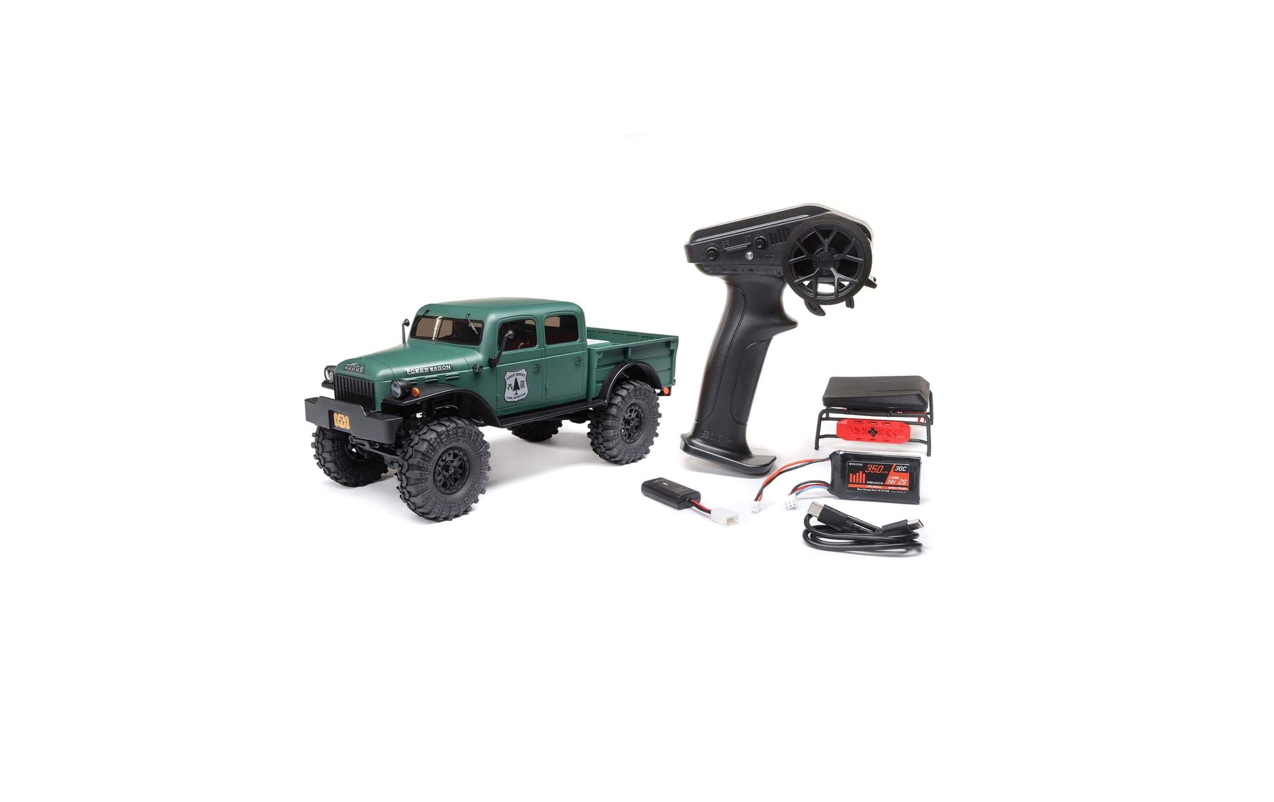 Scale Crawler SCX24 Dodge Power Wagon Grün, 1:24, RTR<br>Kleiner 4wd Rock Crawler mit 4-Türiger Powerwagon Karosserie