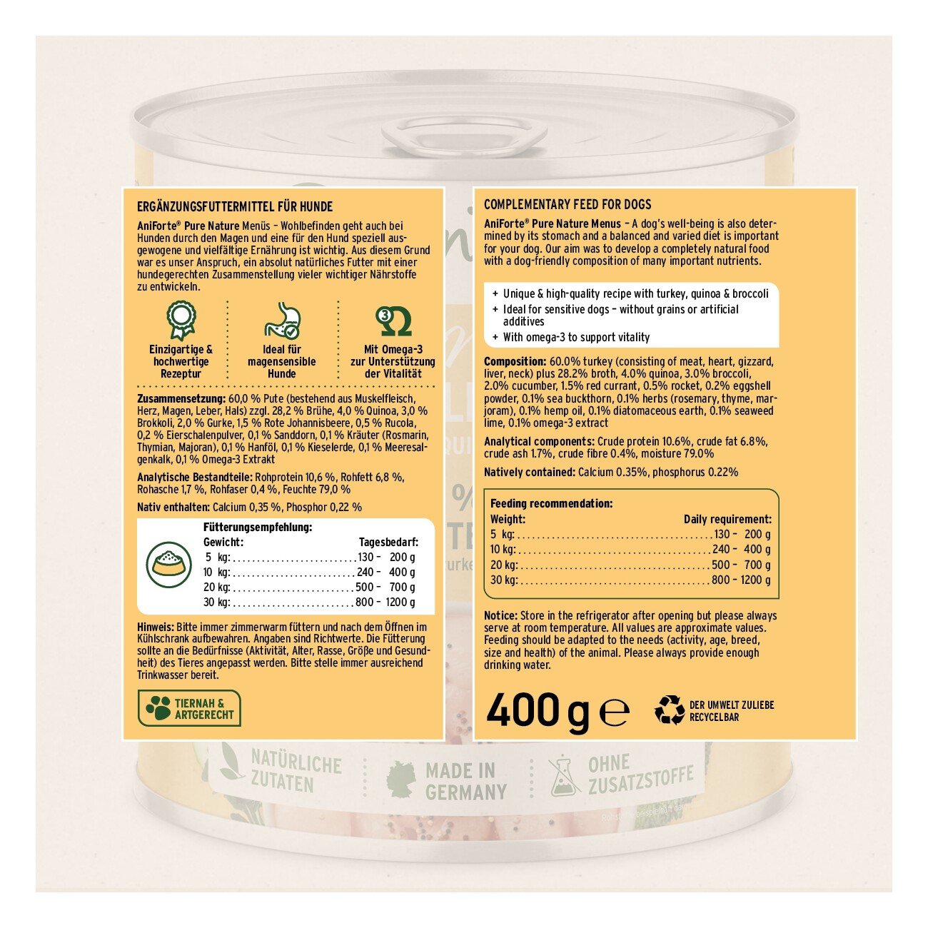 AniForte Nassfutter GreenfieldTurkey Pute 6x400 g