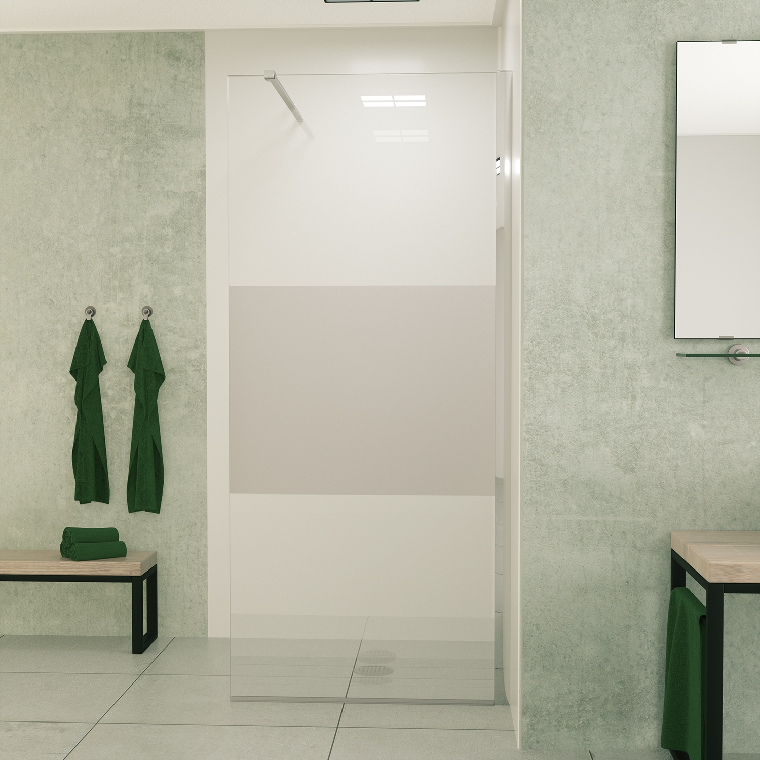 Mueller Slimline inloopdouche 80cm schaamband anti-kalk inclusief chroom profiel & stang