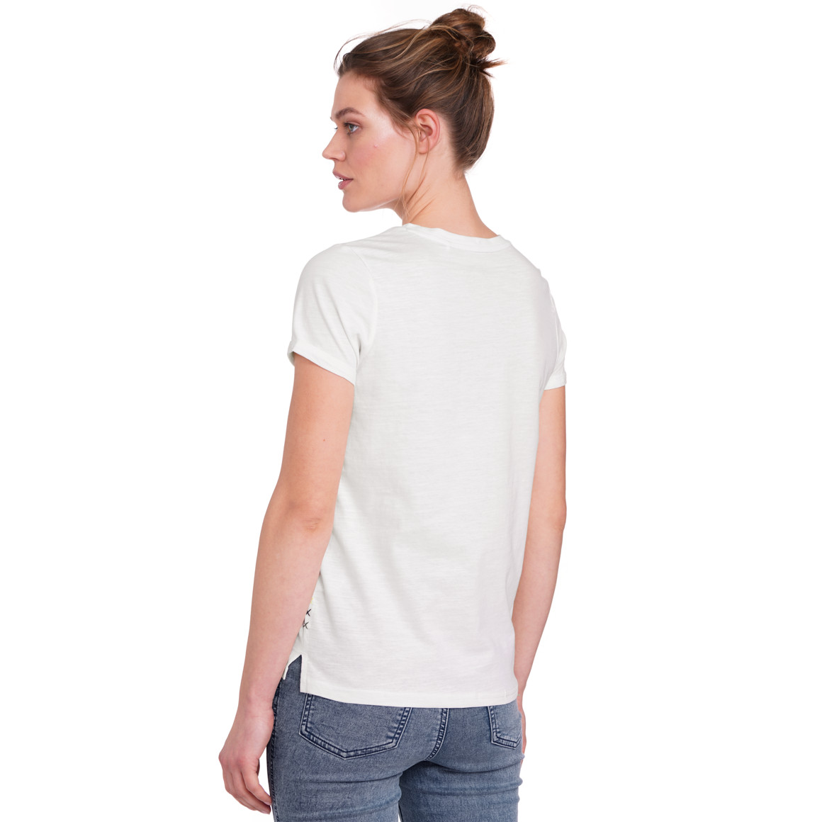 Gina Damen T-Shirt mit Brusttasche weiss
