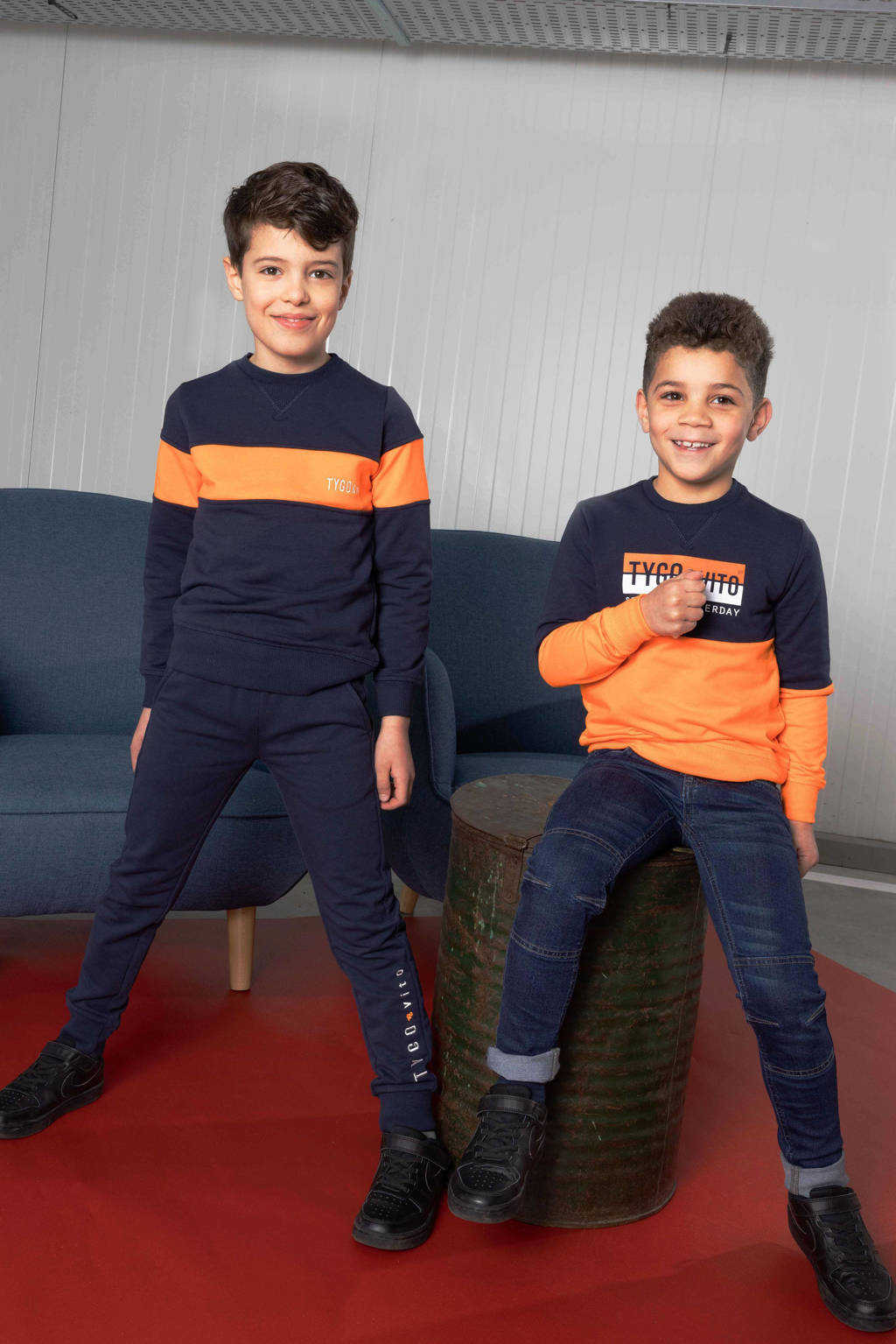 TYGO & vito sweater donkerblauw/oranje