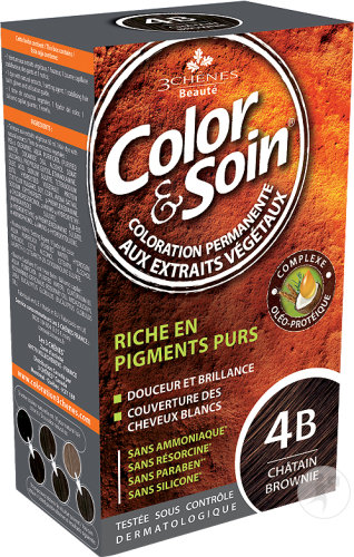 Color & Soin Coloration Permanente Aux Extraits Végétaux 4B Châtain Brownie 1 Kit