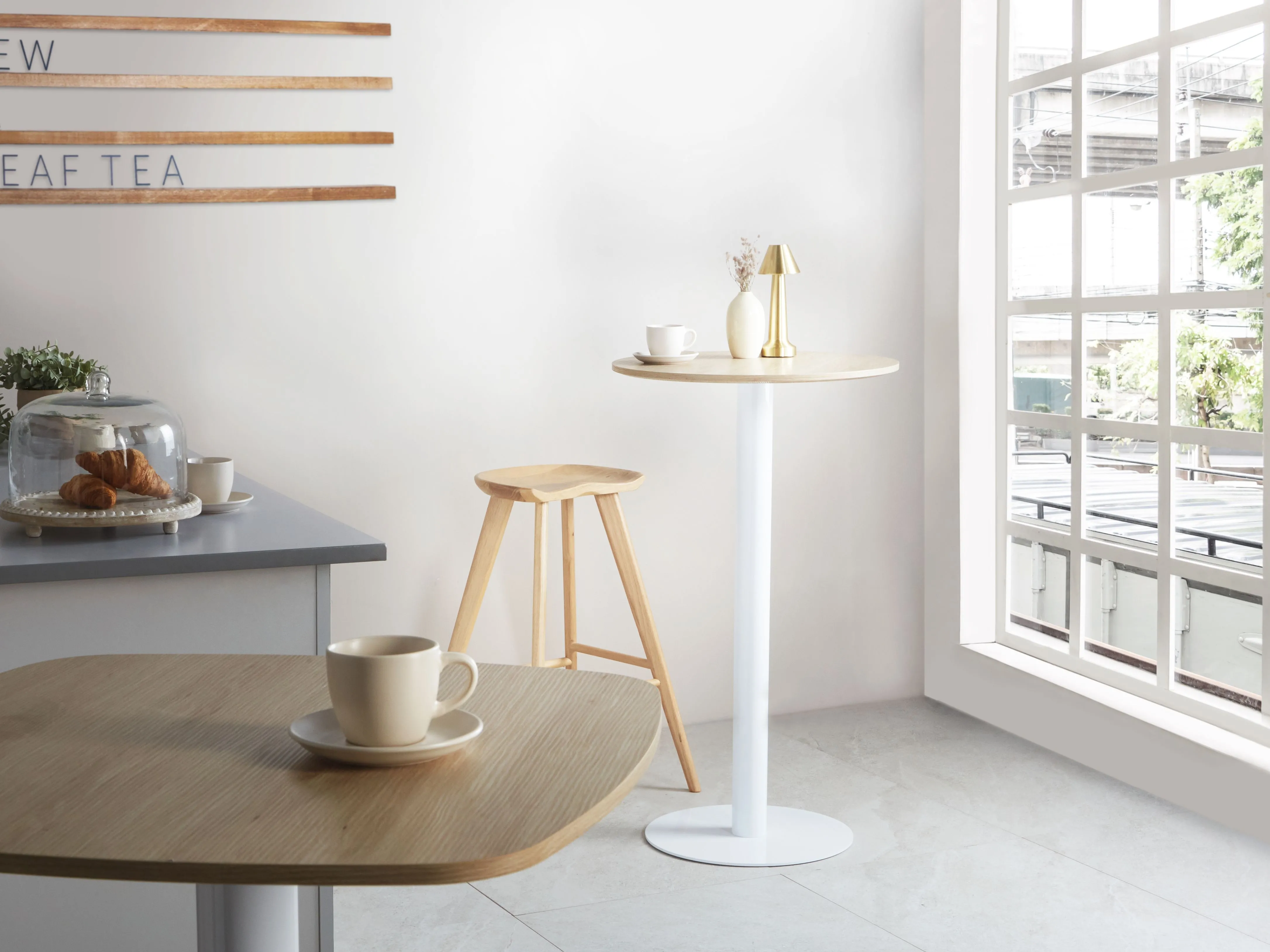 Statafel MORELLA Lichtbruin/wit 60 cm 60 cm