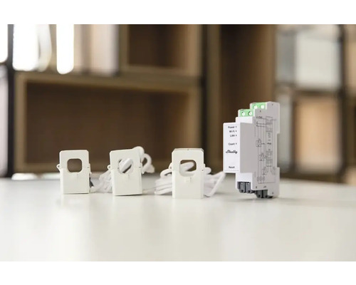 Shelly Pro 3EM elektriciteitsmeter incl. 3x 120A aansluitingen, meetfunctie, WLAN