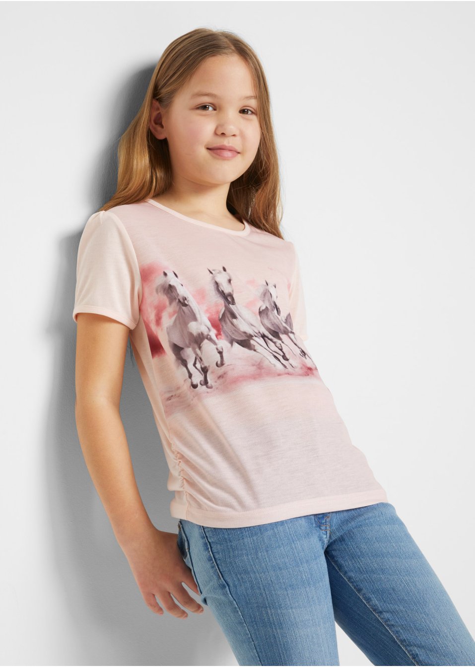 T-shirt fille avec imprimé photo cheval