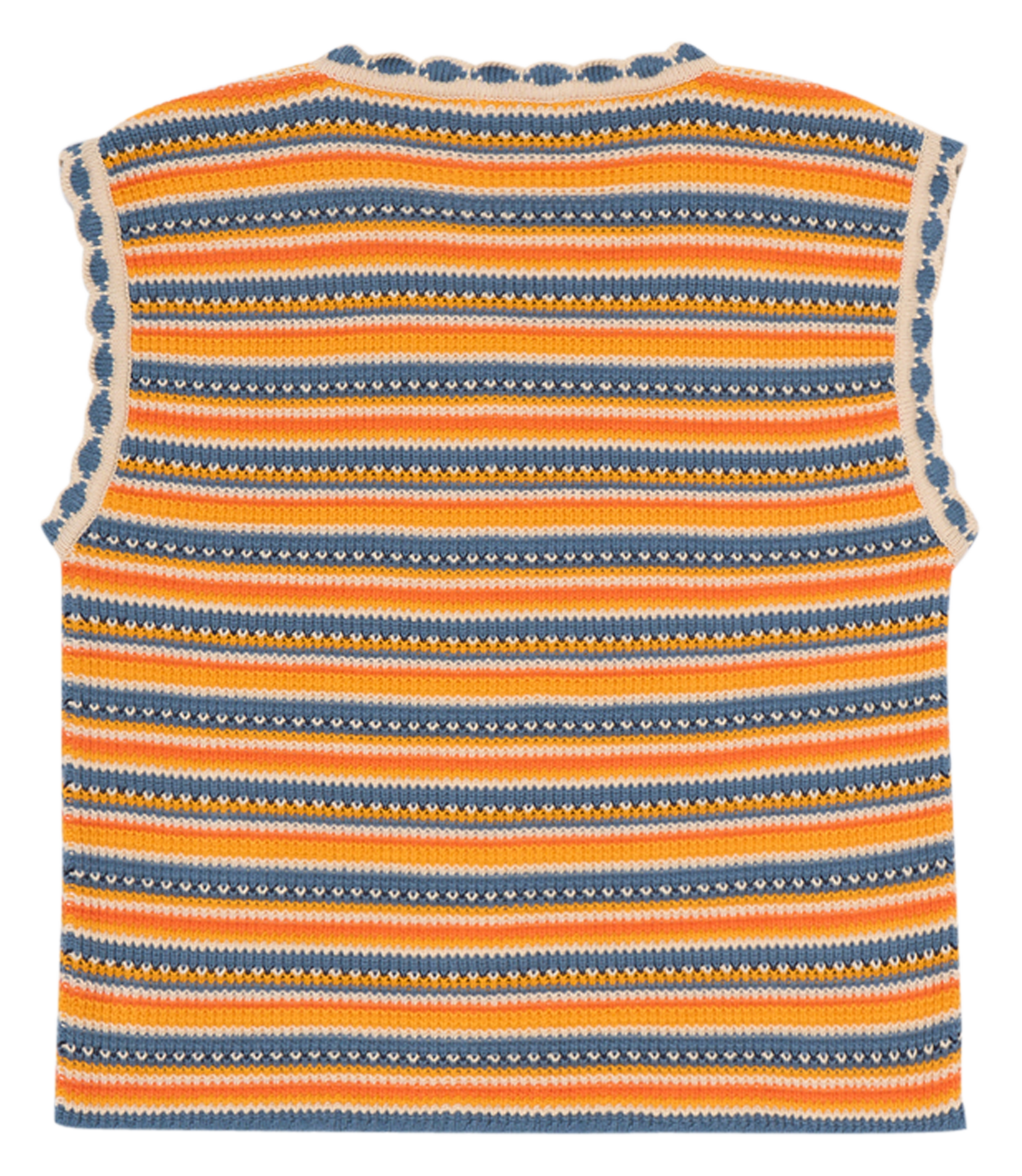 MARCO - Pull col rond festonné en coton bio | Multicolore
