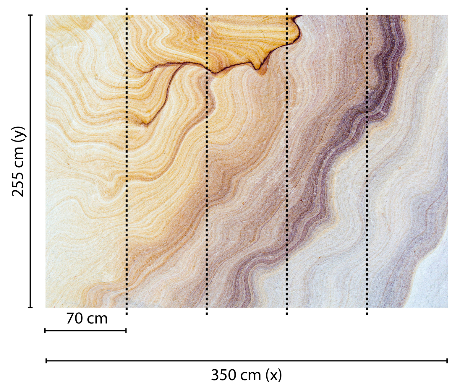 Fototapete DESIGNWALLS - orange-blau - Marmor - 2,55 Meter