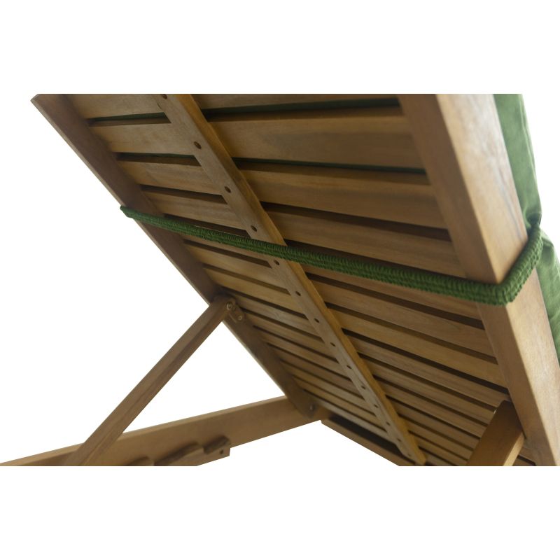 Bain de soleil mola en bois d'acacia fsc avec matelas ondulo vert