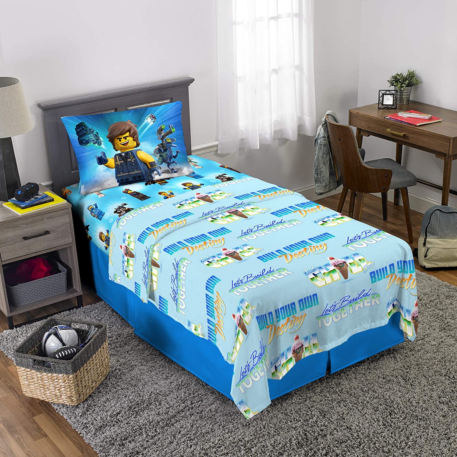 Twin Super Mario 3-Piece Bed Sheet Set.1 Flat Sheet 1 Fitted Sheet 1 Pillow Cases