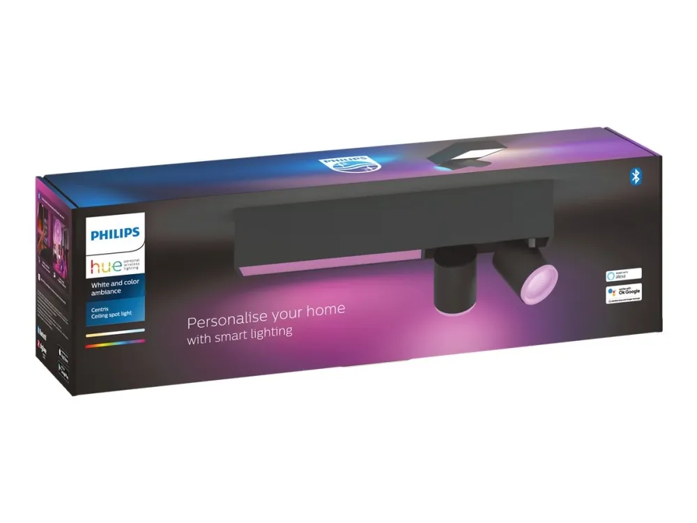 Philips Hue White and Color Ambiance Centris - Loftsspotlys - LED-lyspære/LED x 3 - 16 millioner farver - 2000-6500 K - sort