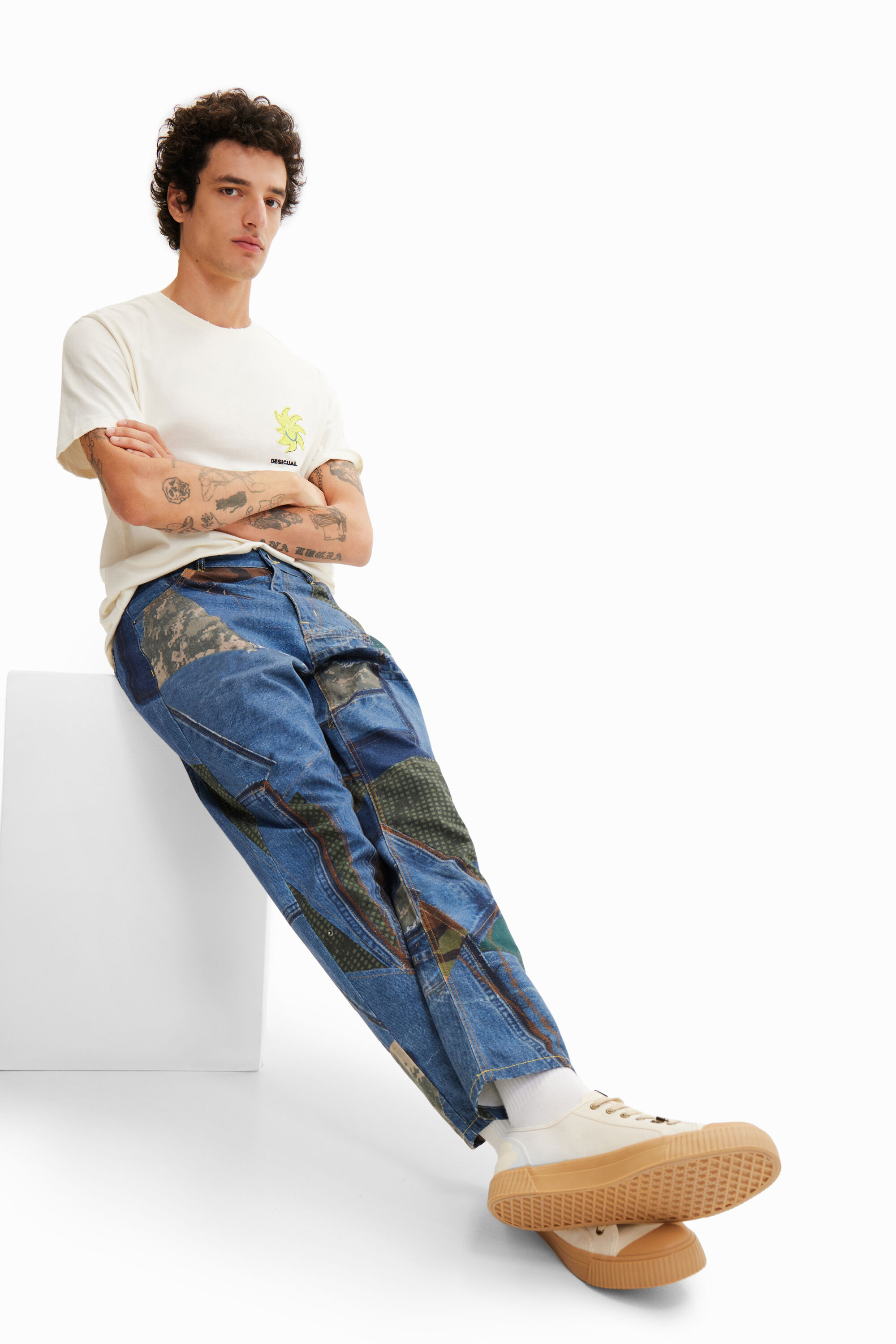 Jean décontracté patchwork
